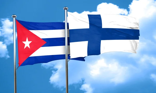 Cuba flag with Finland flag, 3D rendering — Stock Photo, Image