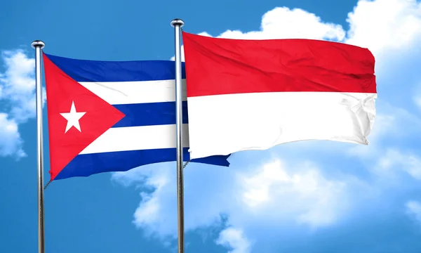 古巴国旗与印度尼西亚国旗，3d 渲染 — 图库照片