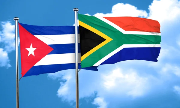 Bandeira de Cuba com bandeira da África do Sul, renderização 3D — Fotografia de Stock