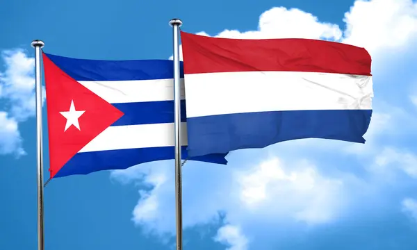 Cuba flag with Netherlands flag, 3D rendering — Stock Photo, Image