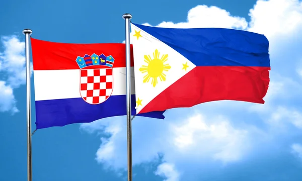 Bandera croatia con bandera de Filipinas, representación 3D — Foto de Stock