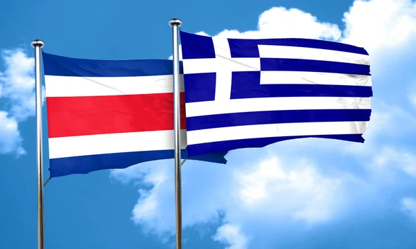 Costa Rica flag with Greece flag, 3D rendering — Stock Photo, Image