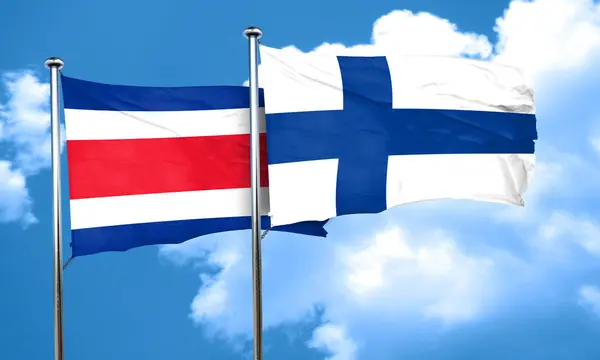 Drapeau Costa Rica avec drapeau Finlande, rendu 3D — Photo