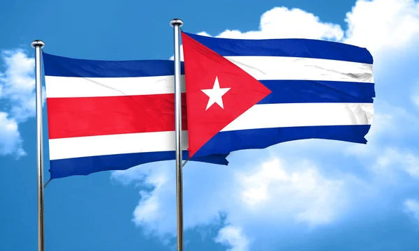 Costa Rica flag with cuba flag, 3D rendering — Stock Photo, Image