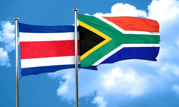 De vlag van Costa Rica vlag met Zuid-Afrika, 3D-rendering — Stockfoto