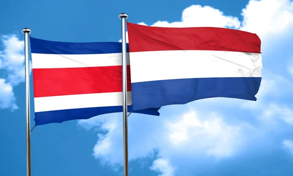 Bandera de Costa Rica con bandera de Holanda, representación 3D —  Fotos de Stock