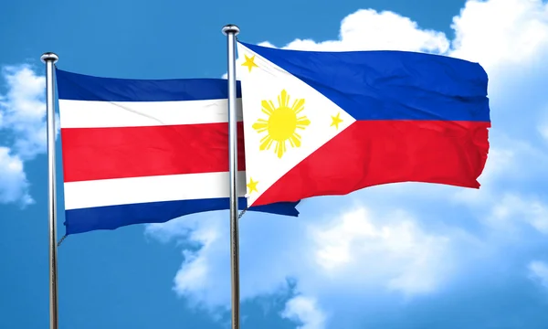 Costa Rica flag with Philippines flag, 3D rendering — Stock Photo, Image
