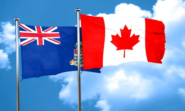 Bandiera delle isole Cayman con bandiera Canada, rendering 3D — Foto Stock