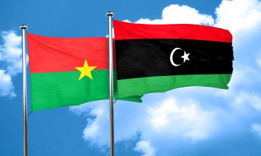 Burkina Faso bayrak Libya bayrağı, 3d render ile