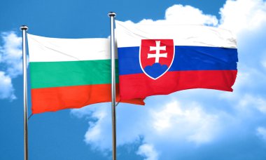 Bulgaristan bayrağı ile Slovakya bayrağı, 3d render