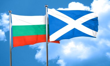 Bulgaristan bayrağı İskoçya bayrağı, 3d render ile