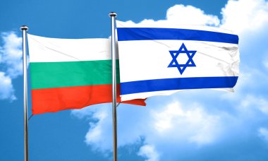 Bulgaristan bayrağı İsrail bayrağı, 3d render ile