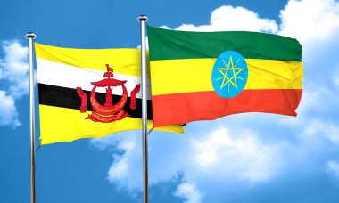 Etiyopya bayrağı, 3d render ile Brunei bayrağı