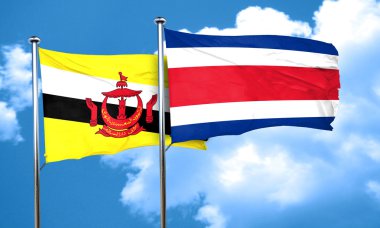 Kosta Rika bayrak, 3d render ile Brunei bayrağı