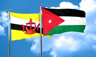 Jordan bayrak, 3d render ile Brunei bayrağı