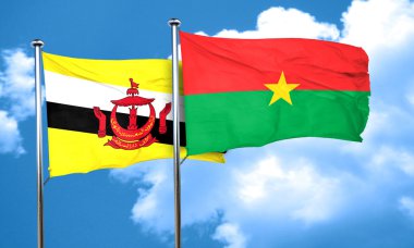 Burkina Faso bayrak, 3d render ile Brunei bayrağı