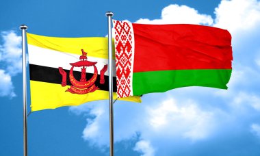 Beyaz Rusya bayrağı, 3d render ile Brunei bayrağı