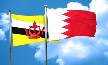 Bahreyn bayrağı, 3d render ile Brunei bayrağı