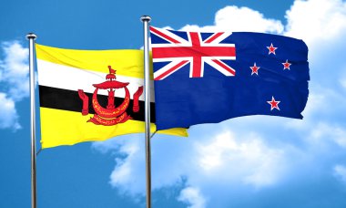 Yeni Zelanda bayrağı, 3d render ile Brunei bayrağı