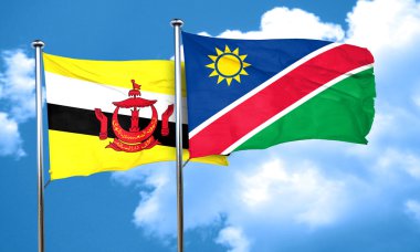 Namibya bayrak, 3d render ile Brunei bayrağı