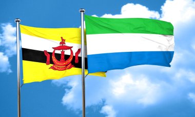 Sierra Leone bayrak, 3d render ile Brunei bayrağı