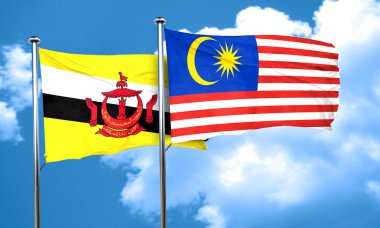 Malezya bayrağı, 3d render ile Brunei bayrağı