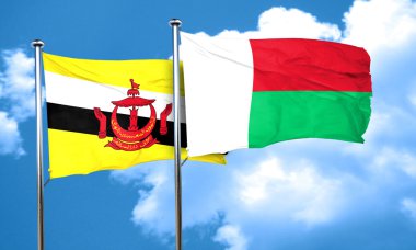 Madagaskar bayrağı, 3d render ile Brunei bayrağı