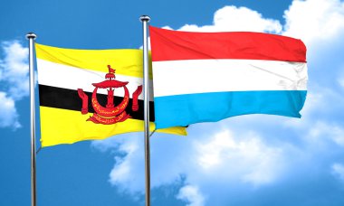 Lüksemburg bayrağı, 3d render ile Brunei bayrağı