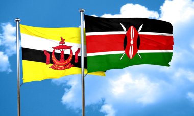 Kenya bayrak, 3d render ile Brunei bayrağı