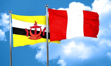 Peru bayrağı, 3d render ile Brunei bayrağı