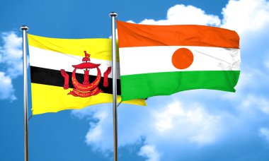 Nijer bayrak, 3d render ile Brunei bayrağı