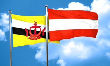 Avusturya bayrağı, 3d render ile Brunei bayrağı