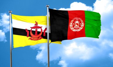 Afganistan bayrağı, 3d render ile Brunei bayrağı