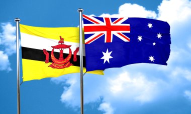 Avustralya bayrağı, 3d render ile Brunei bayrağı