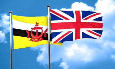 Büyük Britanya bayrağı, 3d render ile Brunei bayrağı