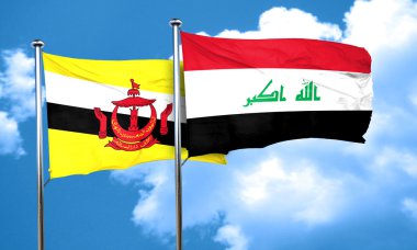 Irak bayrağı, 3d render ile Brunei bayrağı