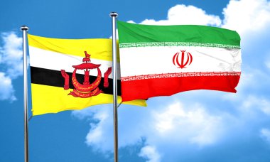 Brunei bayrağı Iran bayrağı, 3d render ile