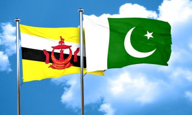 Pakistan bayrağı, 3d render ile Brunei bayrağı