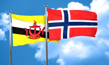 Norveç bayrağı, 3d render ile Brunei bayrağı