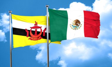 Meksika bayrağı, 3d render ile Brunei bayrağı