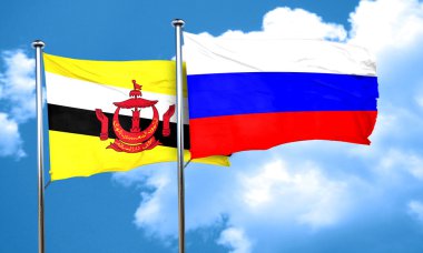 Rusya bayrağı, 3d render ile Brunei bayrağı