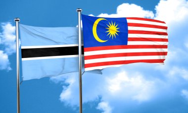 Botsvana bayrağı Malezya bayrağı, 3d render ile