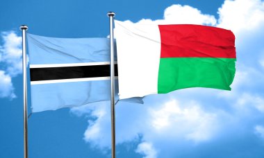 Madagaskar bayrağı, 3d render ile Botsvana bayrağı