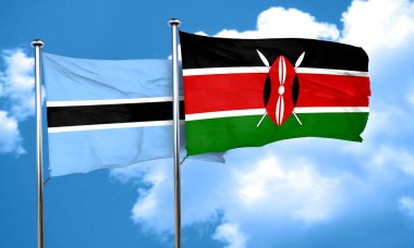 Kenya bayrak, 3d render ile Botsvana bayrağı