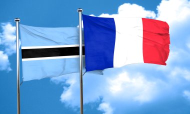 Fransa bayrağı, 3d render ile Botsvana bayrağı