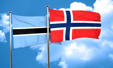 Norveç bayrağı, 3d render ile Botsvana bayrağı