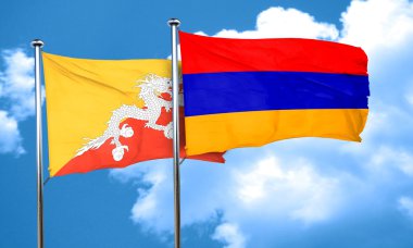 Ermenistan bayrağı, 3d render ile Bhutan bayrağı
