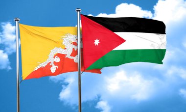 Jordan bayrak, 3d render ile Bhutan bayrağı