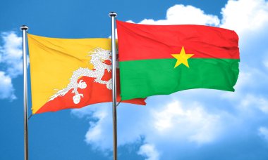 Burkina Faso bayrak, 3d render ile Bhutan bayrağı