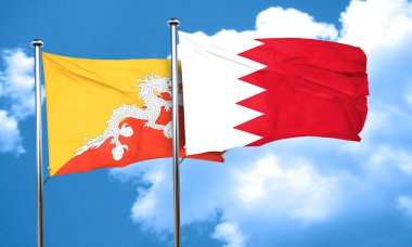 Bahreyn bayrağı, 3d render ile Bhutan bayrağı